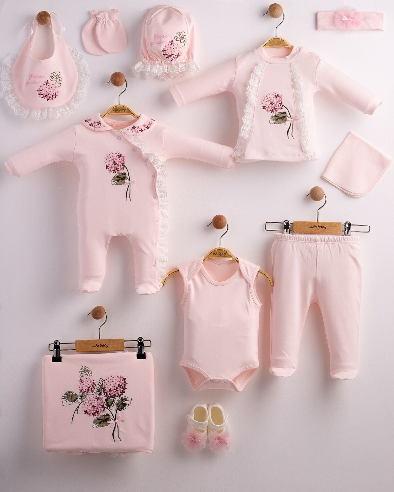Baby Floral Embroidery Girl Set(10 pieces)