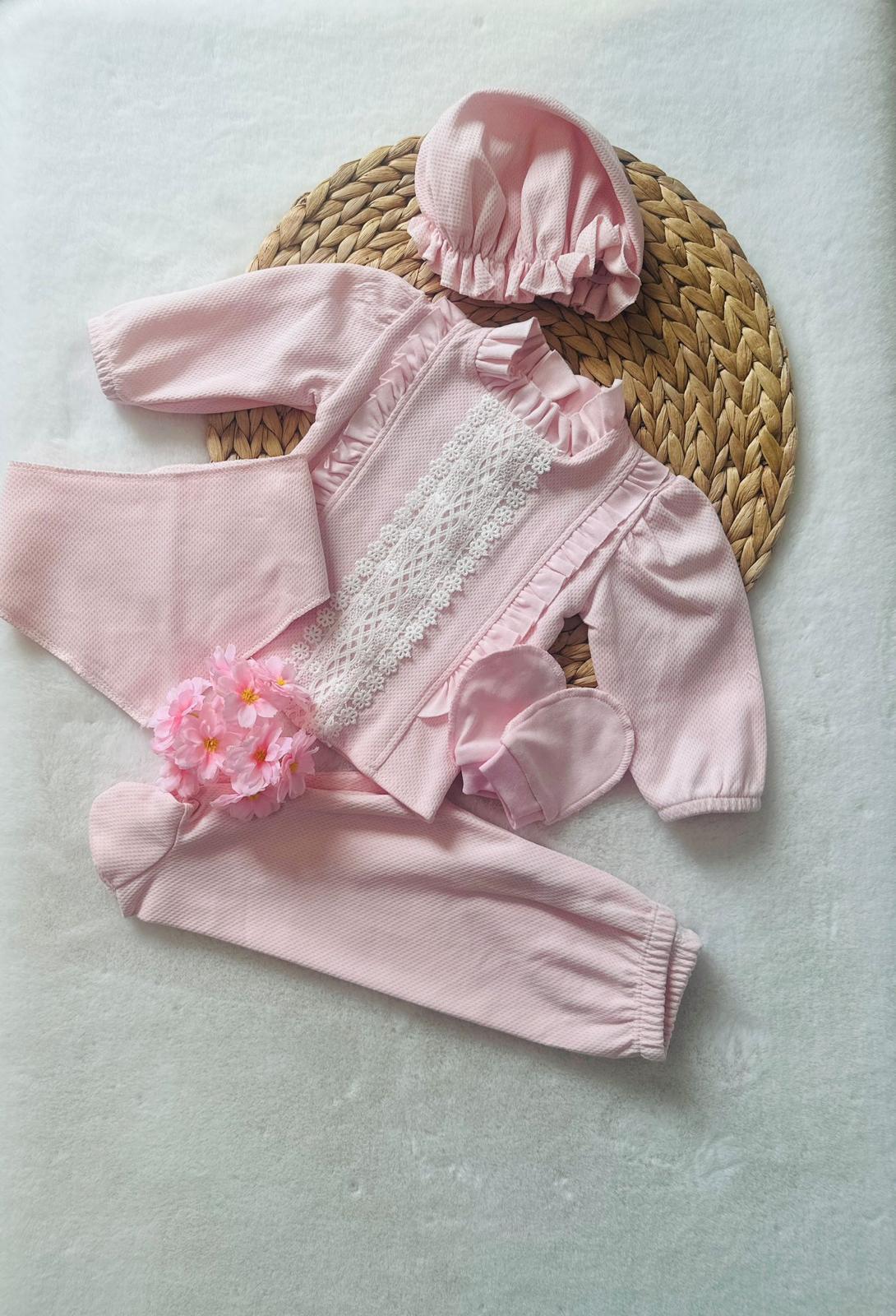 Ruffle pink newborn set