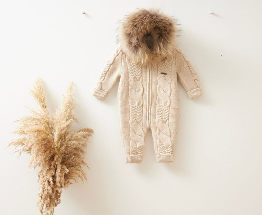 Combinaison d'hiver pour bébé, barboteuse, sweat à capuche tricoté