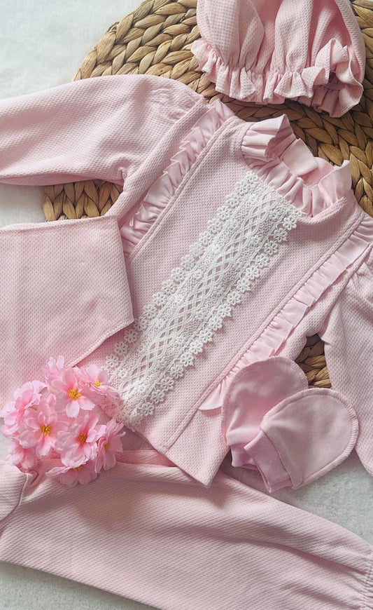 Ruffle pink newborn set
